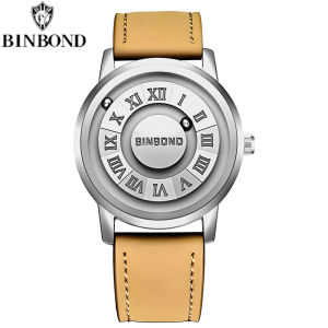BINBOND Top Luxury Men Quartz Watches Magnetic Levitation Hollow Out Stainless Steel Waterproof Men Watches Relogio Masculino