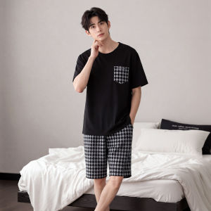 Yuzhaolin | Pure Cotton Mens Summer Sleepwear Set Short Sleeve & Shorts