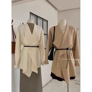 YUEZHONGWEI | Lap-collar Autumn Thickened Loose Lazy Style Waist-reducing Jacket