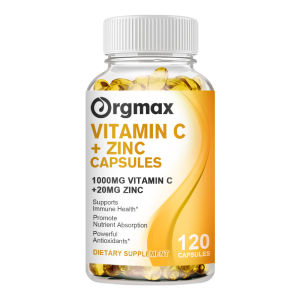 Vitamin C with Zinc 20mg Capsules for Supports Cellular Energy Production and Collagen Formation Immune System Support