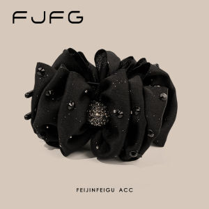 Parisian Princess Black Folded Star Diamond Bun Clip Womens High-End Feeling Back of Head Bun Updo Hair Claw Clip New