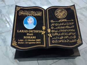 BATU NISAN UKIR GRANIT PLUS FULL DUDUKAN UKURAN 40X30 CM