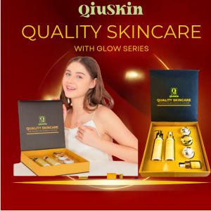 QiuSkin paket 6 Rangkaian Skincare Penghilang flek hitam dan pemutih kulit wajah dan extra glowing