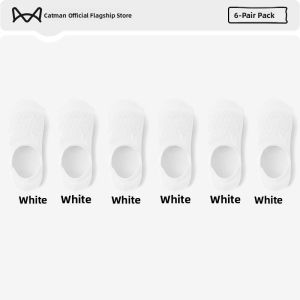 Miiow | 7A Antibacterial Catman Boat Socks Men Summer Thin Pure Cotton Sweat Absorbent Non Slip No Heel Loosing Invisible Socks