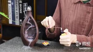 Lọ Đốt Trầm Gốm Sứ Sáng Tạo Trang Trí Nội Thất Nhà Cửa Thiết Kế Chống Tràn Trái Phải Đế Đốt Trầm Hương Đồ Trang Trí Khắc Họa Tiết.