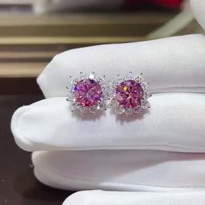 Flower Shape 1CTX2 Moissanite Earrings for Women Lab Grown Diamond Ear Studs 925 Sterling Silver Fine Jewelry Gift