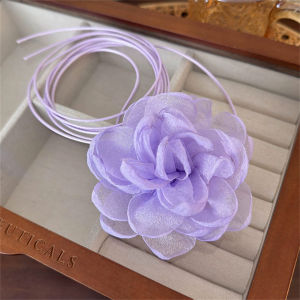 เครื่องประดับคอปกเค้นคอ สไตล์เรโทร-ดอกคามิเลียสีดำ ดีไซน์ดอกคามิเลีย สร้อยคอ เหมาะสำหรับอาหารคำ ปาร์ตีสายคล้องคอปรับได้ สำหรับผู้หญิง