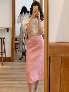 Cotton Lace Doll Top and Half-length Skirt Set for Women Fashionable Spring Summer Outfit with Short Sleeves and Pullover Crewneck