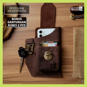 Smartphone Bag Tas selempang pria bahan kulit sapi asli jenis crazy horse premium original branded tempat simpan handphone dan kartu atm