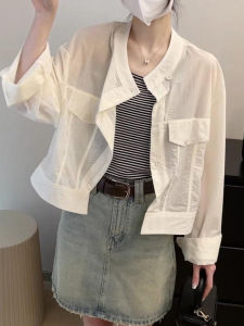 เสื้อเชิ้ตกันแดดสำหรับผู้หญิงแบบบางพิเศษ แขนยาว ปกติ คอตั้ง สีสันสดใส แขนยาว ปกติ เสื้อเชิ้ตผู้หญิง