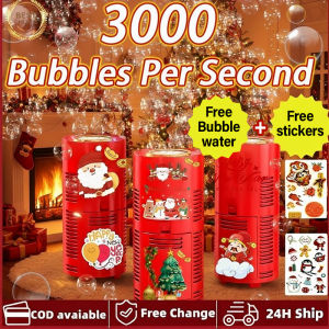 [Super Rich Bubbles] Fireworks Bubble Machine with Music Light Automatic Rotation Christmas Gift