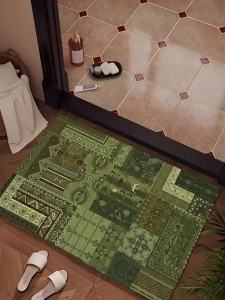 Vintage Style Bathroom Mat Green