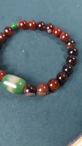 Vòng chuỗi tay niệm 21 hạt đá Mã Não dreamy màu nâu cánh gián size hạt 10 li phối lu thống mã não | Hoa Minh Gem