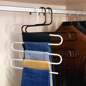 Stainless Steel Multifunctional Wardrobe Pant Rack For Home Multilayer Pants Clip Pants Iron Hanger Bold Magic Pants Rack Pant Rack