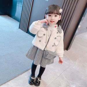 Autumn Winter Two-Piece Set for Girls Fragile Fashion Dress Korean Style Cotton Material High Quality Student Uniform