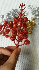 Noel-Tết Hoa Trang Trí Mô Phỏng Cành Quạt Đồng/Quả Quả Bóng Đa Sắc Phong Cách Hiện Đại