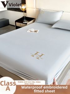 Violet | Waterproof Single Layer Cotton Embroidery Baby Changing Pad