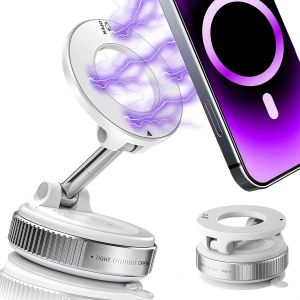 360° Foldable Vacuum Magnetic Phone Holder Magnetic Car Phone Mount Hands-Free Suction Cup Phone Holder for Smooth Surface