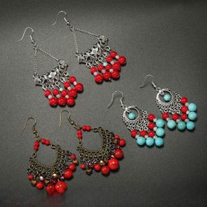 Bohemian Retro Ethnic Style Long Dangle Tassel Earrings: No Piercing Required Turquoise Fashion Jewelry Ear Cuffs