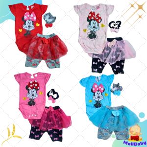 Set Jumper Bayi Perempuan Lucu 0 3 6 9 Bulan Celana Tutu Bandana Minie