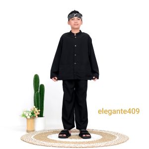 Setelan Baju Pangsi Polos Anak SD Kerah Ciangi
