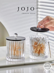 Luxurious Toothpick Holder Cotton Swab Storage Jar for Living Room Home Use Organic Glass Material High End Design by Man Wu