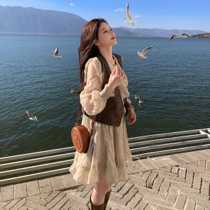 Elegant plus Size Womens Ensemble Autumn New Arrival V-Neck Long Sleeve Short Dress with Jacket Natural Waist Polyester Fiber