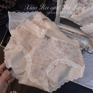 2025 New Lace Pure Cotton Womens French Vintage Mid-Waist Antibacterial Breathable Spring Summer Thin Triangle Panties