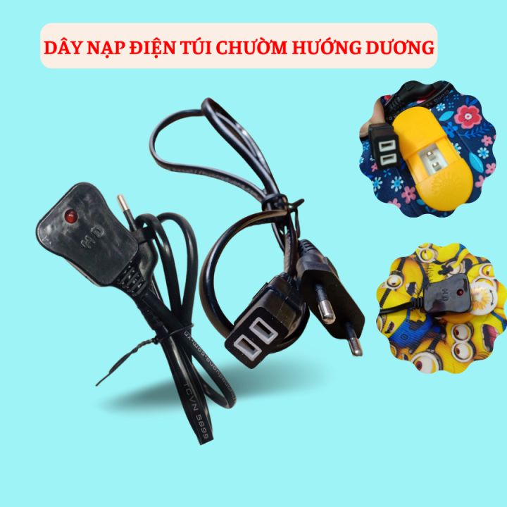 Dây nạp điện túi chườm Hướng Dương. Dây sạc điện dự phòng dành cho túi ...