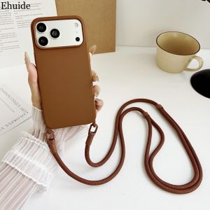 Official Lanyard Case For iPhone 17 Pro Max 14 12 11 13 15 16 Plus 17 Air Shockproof Candy Crossbody Neck Cord Strap Soft Cover