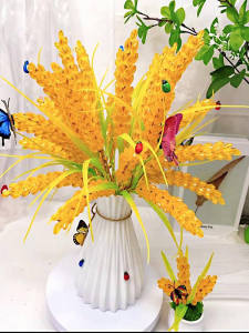 Gold Crystal Rice Ear Barley Handmade DIY Material Kit Home Decoration Beads Simulation Flower Large Grain Ornament