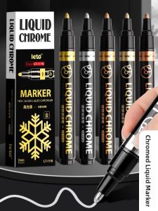 Chrome Plated Metal Marker Pen Waterproof Non Fading Reflective Model Coloring Pen Repair Pen for Students Office Workers