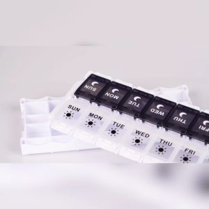 LOCAL STOCK Bekas Ubat Pil 7 Hari Day Pill Box Organizer 2 Times a Day AM PM Weekly Medicine Pill Container Case Push Button Type Pop Open Design Rainbow Black White