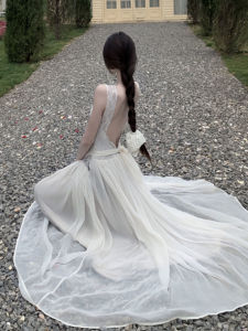 CHANGTONG | French Designer Elegant Backless Lace Dress