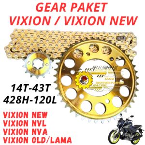 GEAR SET VIXION GIR PAKET VIXION NEW RANTAI GOLD NVA NVL NEW OLD SPOKET CHAIN 14T 43T  428H 120L