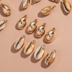 10pcs Gold Plated Acrylic 17x32MM Shell Conch Charms Pendant for DIY Beach Jewelry Making Keychain Necklace Earring Accessories