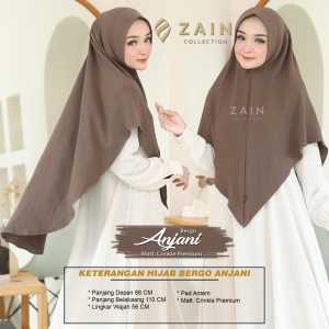 Zain Kerudung Bergo Instan Jumbo Syari Bahan Crinkle Airflow Adem Khimar Syari Terbaru Hijab Instan Syari Anjani by Zain Collection
