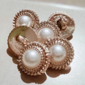 COD 50/100pcs kancing baju jamur motif mutiara-kancing emas permata AGIO