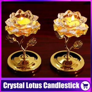 Crystal Lotus Candlestick Foreman Lamp Holder For Household Worship Of Buddha Candle Holder
