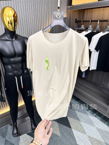 Pure Color Ice Silk Short Sleeve T-Shirt for Men Thin Lightweight Summer Crewneck Top Youth Casual Daily Wear