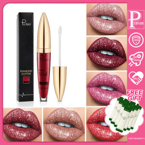 Pudaier kim cương lấp lánh Son bóng nhung màu môi lì sắc tố không thấm nước bền lâu màu đỏ xanh đen trang điểm dạng lỏng son môi (m2d)
