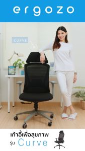 เก้าอี้เพื่อสุขภาพ ERGOZO รุ่น CURVE นั่งสบาย เก้าอี้คอม ergonomic chair
