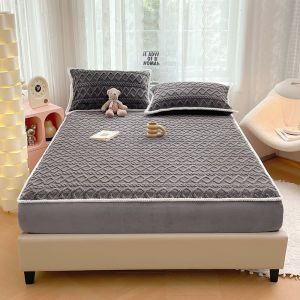 SUNLIGHT HOME Plaid Velvet BedsheetSolid Color Fitted Bed SheetBreathable Mattress Cover