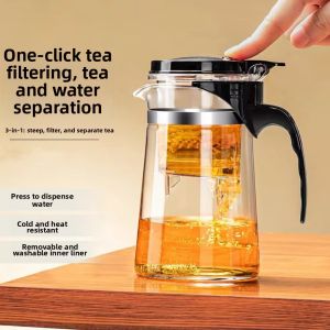 One-press Tea Water Separation Heat Resistant Glass Teapot
