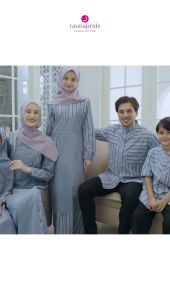 RAUNA Sarimbit Keluarga / Cotton Stripe Mix Oxford / SR-11 Biru / Fashion Muslim