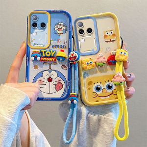 เคสสำหรับ VIVO V30 Pro V30e V29 V27 V25e V25 VIVOV30 5G น่ารักสีกราฟฟิตีเคสโทรศัพท์รูปการ์ตูน3มิติพร้อมตุ๊กตาสายคล้องป้องกันเลนส์ซิลิโคนนิ่มฝาครอบด้านหลัง