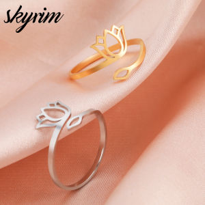 Skyrim nữ nhẫn Hollow năm cánh hoa sen Nhẫn hở nhẫn có thể điều chỉnh trang sức thời trang