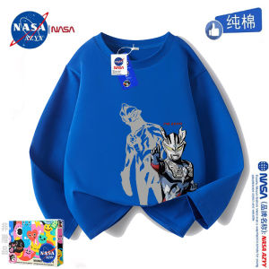 NASA Collaborative Cao Lei Ultraman Long Sleeve Cotton T-Shirt for Boys Children Cartoon Base Shirt Stylish Spring Autumn Top