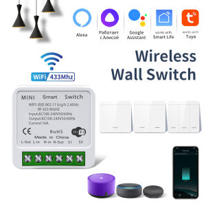 WiFi Smart Switch Module Tuya Smart Life APP Remote Control Works with Alexa Google Assistant RF 433MHz Wireless Panel Switch