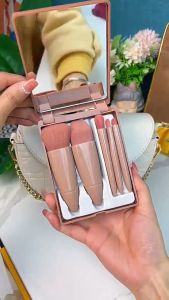 SK-K191 Set Kuas Make Up Portable Plus Cermin Rias / Makeup Brush Set 5IN1 With Box Brush Foundation